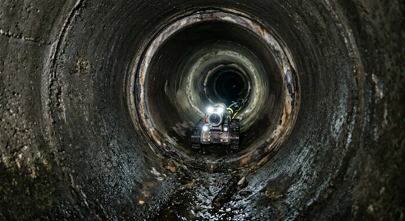 Robotic sewer camera inspecting pipe interior for Sewer Line Repair in Front Royal